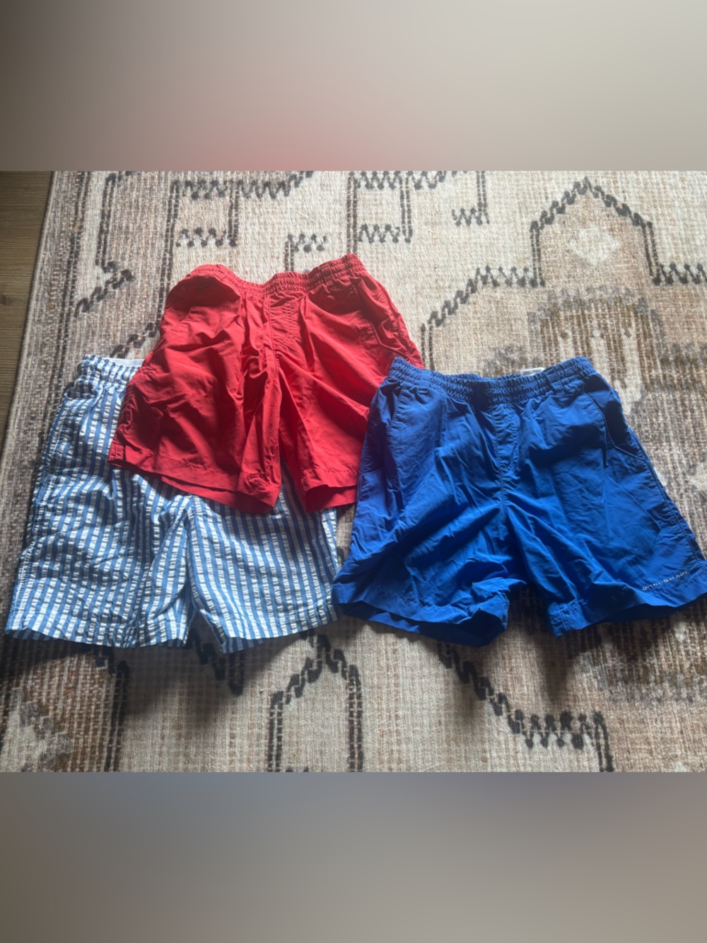 Kids Swim Trunks - Red & Blue